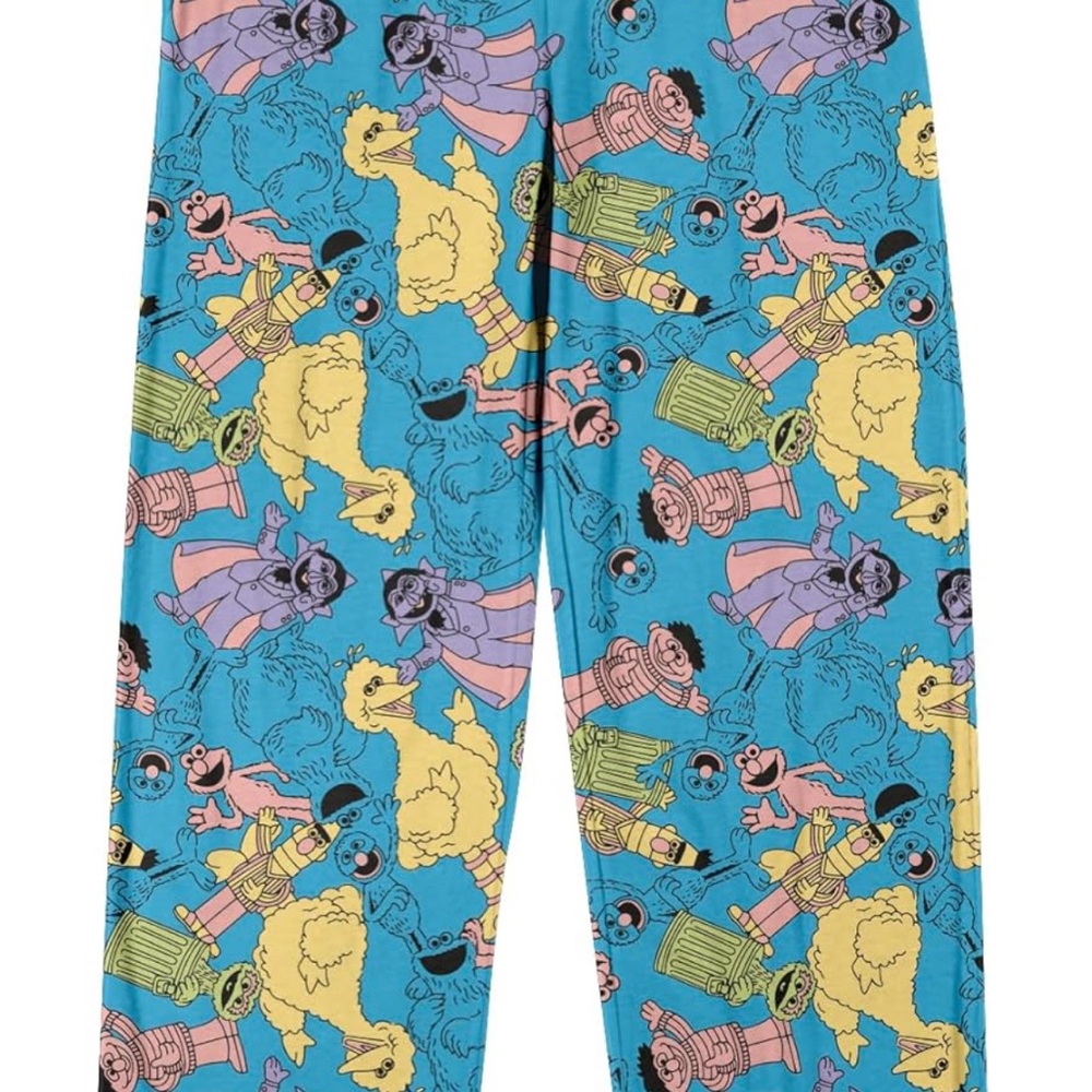 Sesame Street Blue Pajama Bottoms with Colorful Characters